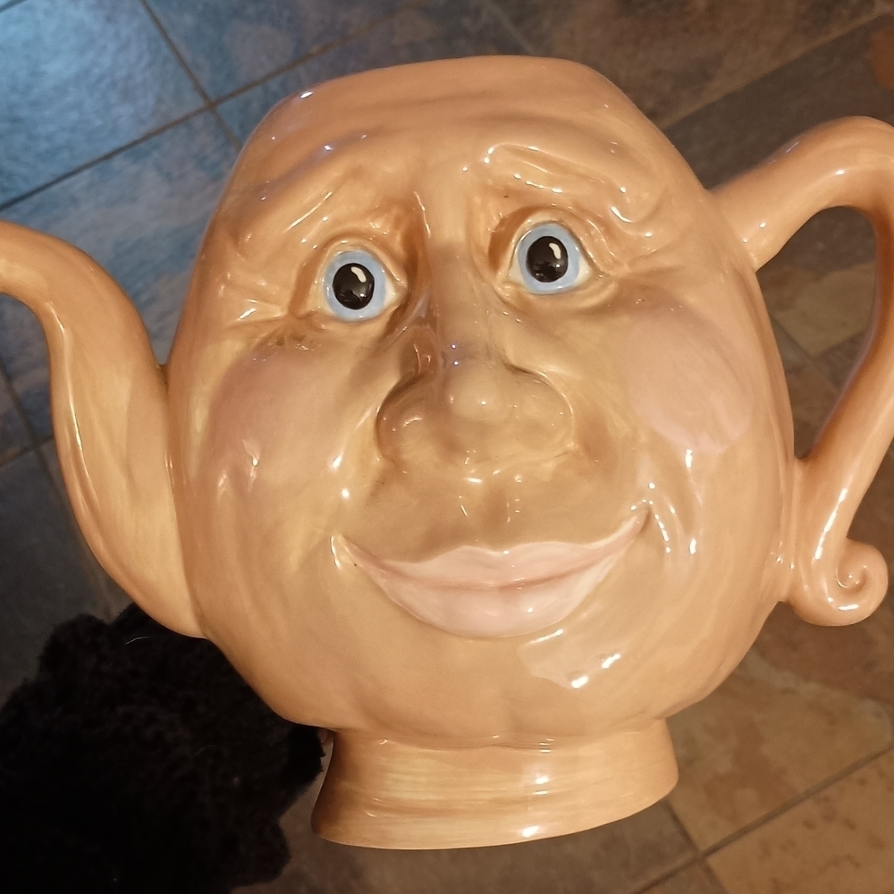 Charming Tan Ceramic Face Teapot